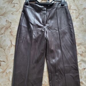 Elie Tahari Taupe Faux Leather Trousers